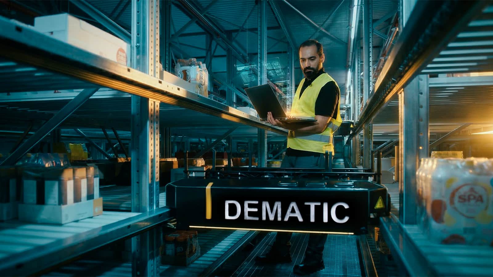Service technician working on Dematic Multishuttle