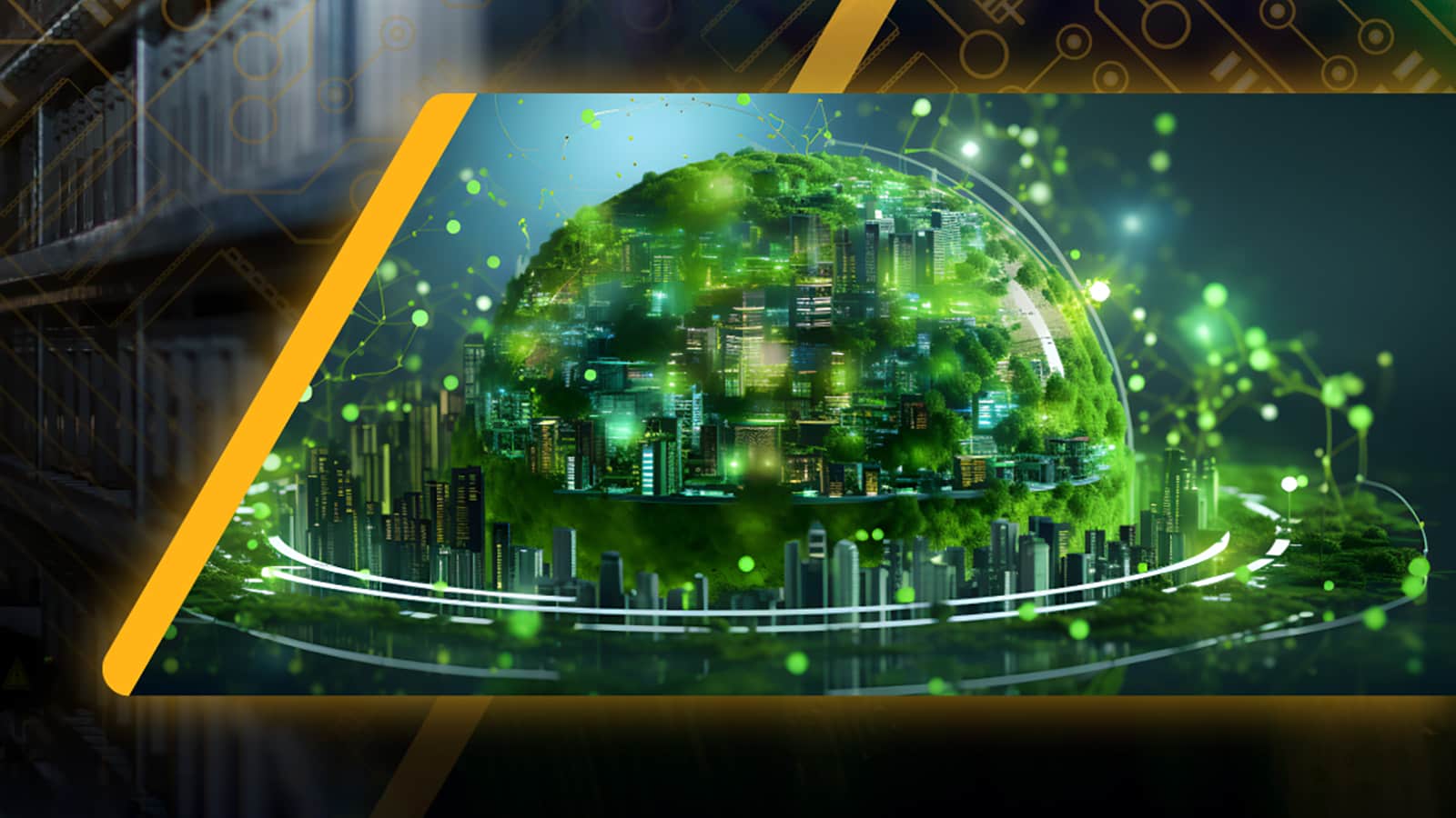 Stylized image connecting sustainability and AI Stylized image connecting sustainability and AI